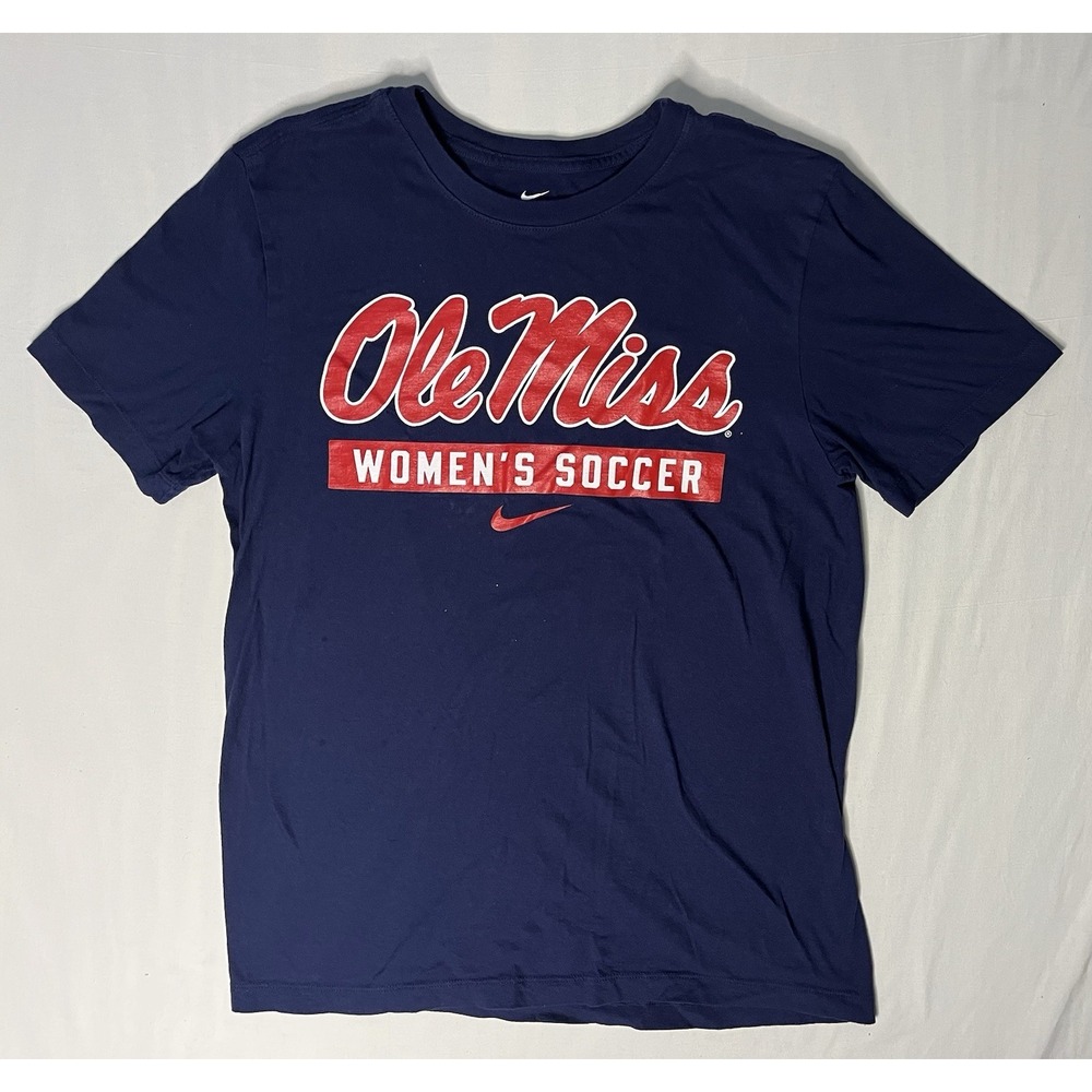 Nike Ole Miss Rebels Women's Soccer T Shirt Adult Size Medium Blue Shirt Sleeve